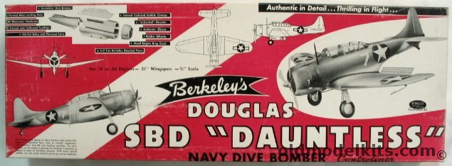 Berkeley Douglas SBD Dauntless Flying Model Airplane Kit, 3-4 plastic model kit